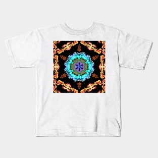 Psychedelic Hippie Blue Black and Yellow Kids T-Shirt